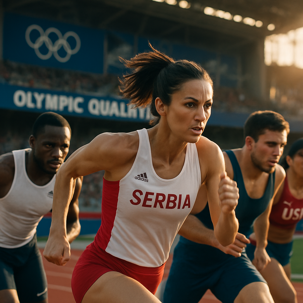 Athletes competing in an Olympic qualifying match, showcasing the intensity and unity of diverse